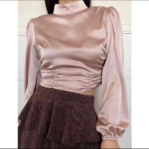 Satin Open Back Blouse